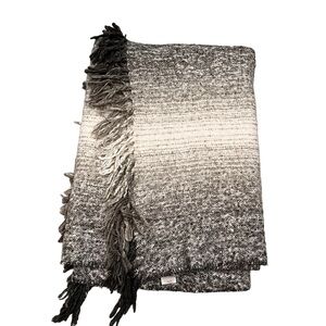 Soft Surroundings Black Gray & White Fringe Blanket